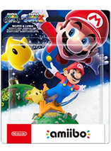 Figurine amiibo Mario et Luma dans le jeu Super Mario Galaxy + Super Mario Galaxy 2