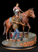 Statuette résine de Joel et Ellie à cheval dans le jeu The Last of Us