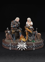 Statuette en résine de Geralt et Ciri dans le jeu The Witcher 3
