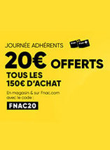 20€ offerts tous les 150€ d’achats sur la Fnac (2021)