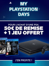50€ de réduction immédiate + un jeu offert pour l’achat d’une PS4 slim ou pro
