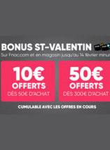 10€ et 50€ offerts en CC dès 50€ et 300€ d’achat sur la Fnac