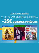 2 Jeux Warner achetés = 25€ de remise immédiate