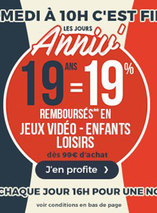 19% en bon d’achat dès 99€ de jeux vidéo sur Cdiscount