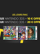 10€ ou 20€ offerts en bon d’achat pour 2 ou 3 jeux Nintendo 3DS achetés