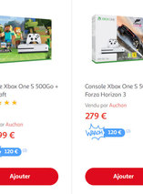 Deux bundle Xbox One S avec 120€ offerts en bon d’achat sur la carte waaoh