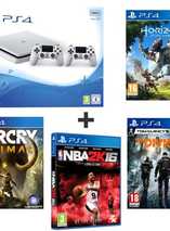 Le bundle PS4 Slim 500Go blanche 2 manette + 4 jeux à moins de 300€