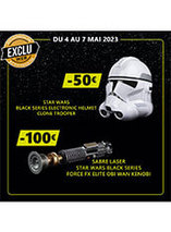 La réplique du casque du clone Trooper et sabre laser d'obi Wan sont en promo