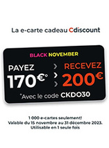 La carte cadeau Cdiscount est en promo à 170€ au lieu de 200€ avec le code promo