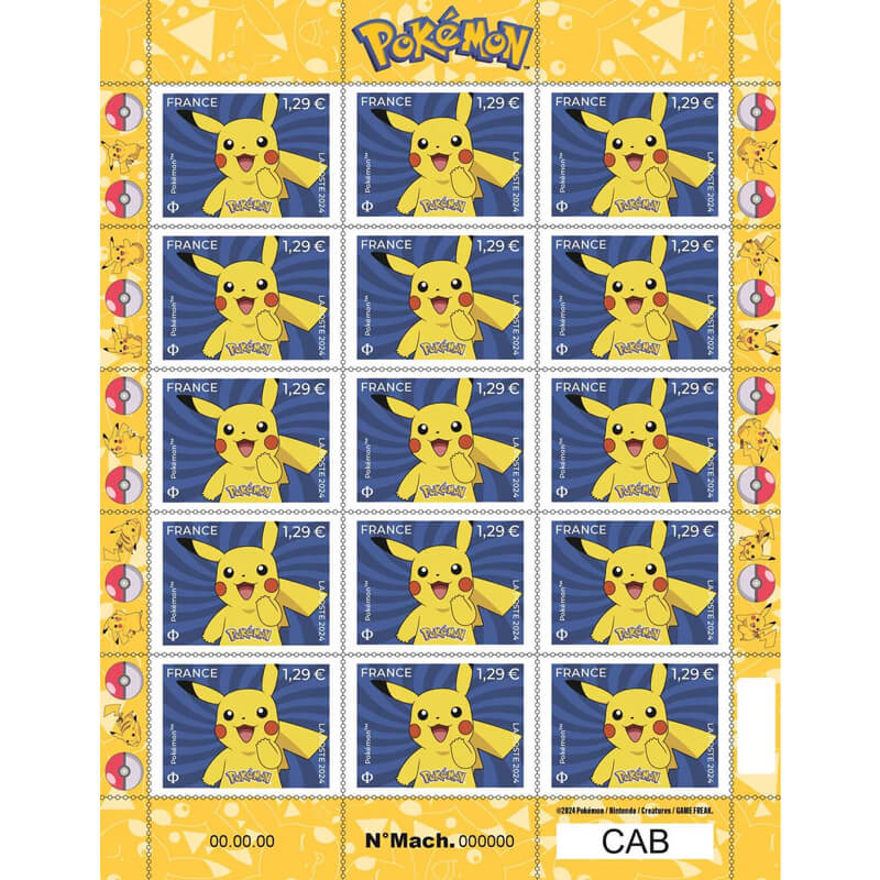 Pokémon (Pikachu) - Timbre lettre verte