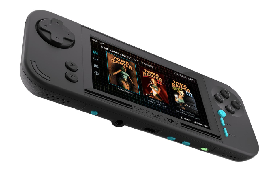 Console Portable Blaze Evercade EXP-R + Cartouche Tomb Raider 1-2-3 – Neuf Sous Cellophane